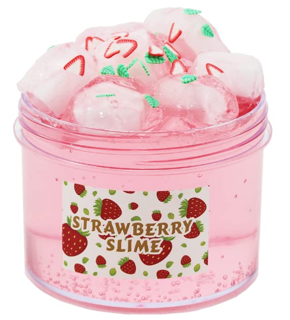 ICHICHI Strawberry Crunchy Slime bottle showing pink texture for tactile play and focus.