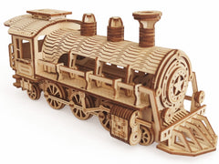 i-CHONY steam train puzzle assembled sections highlighting detailed craftsmanship