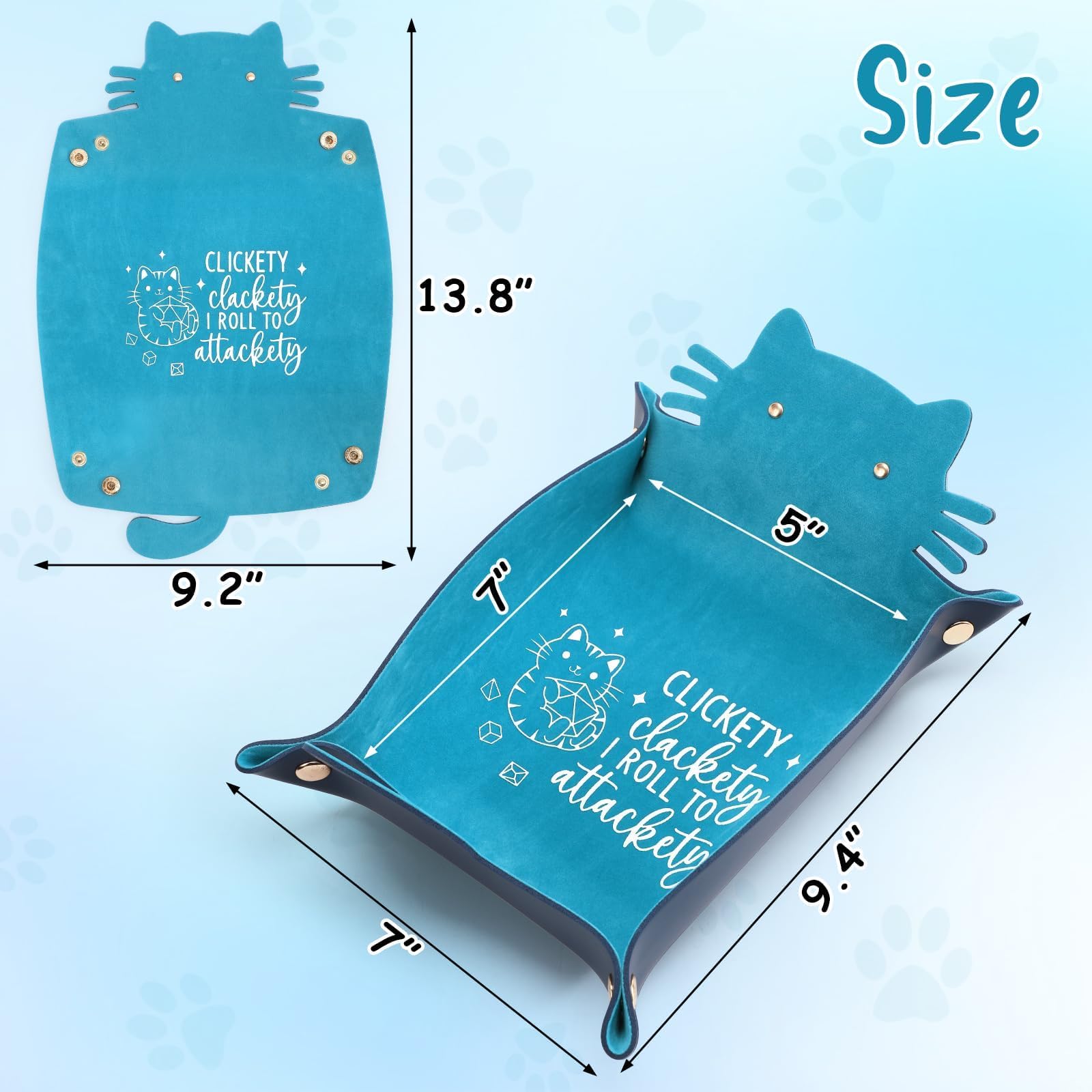 ICoDeesse blue cat dice tray folded for travel and compact storage