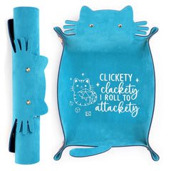 ICoDeesse blue cat dice tray open view prevents dice from rolling off the table