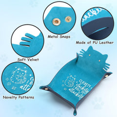 ICoDeesse blue cat dice tray with snaps for quick setup
