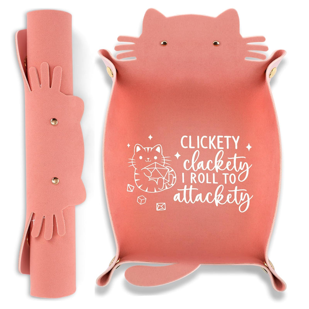 ICoDeesse cat-dice-tray-pinkk keeps dice in place during RPG sessions.