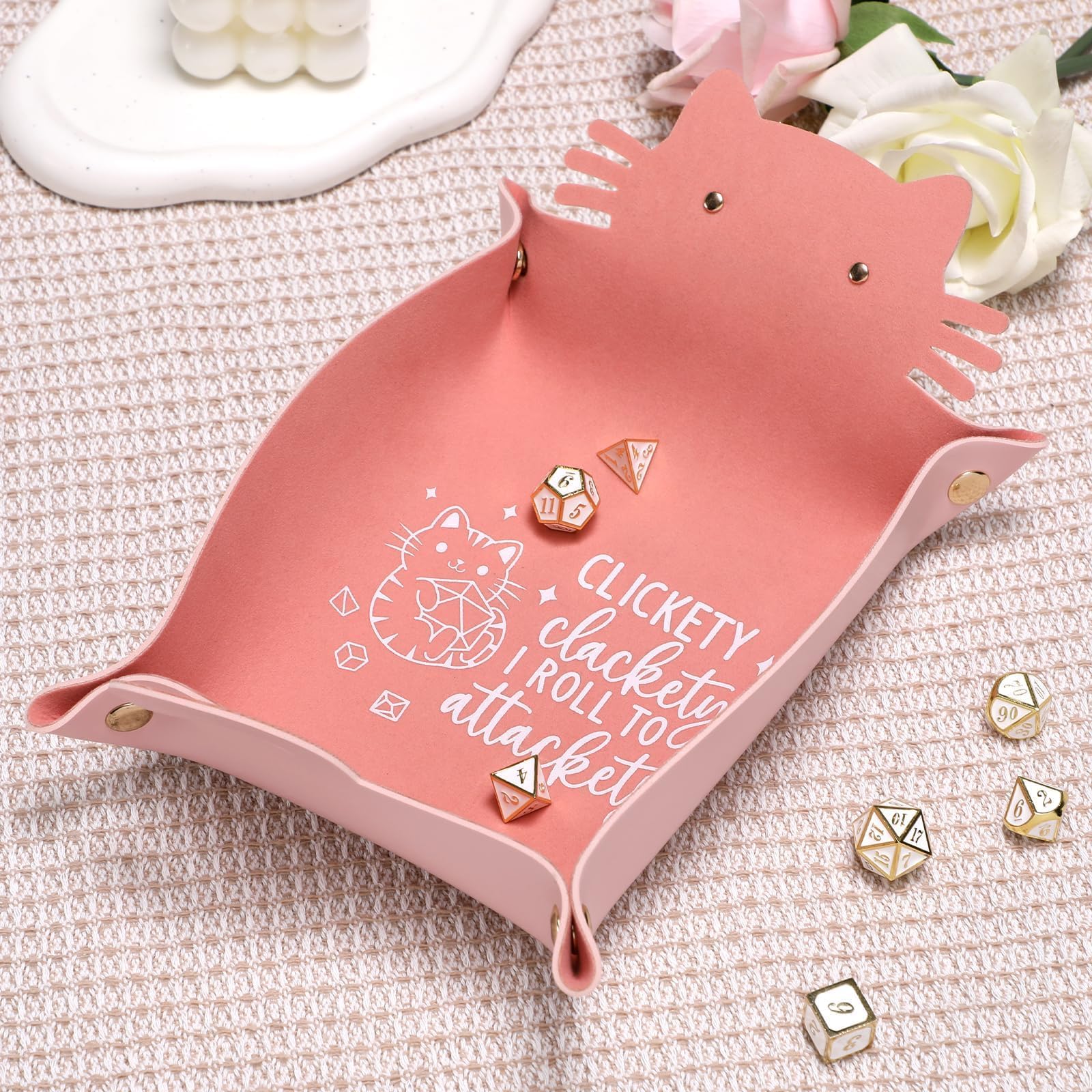 ICoDeesse-cat-leather-tray-velvet-pinkk combines durability with a cute cat design.