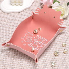 ICoDeesse-cat-leather-tray-velvet-pinkk combines durability with a cute cat design.
