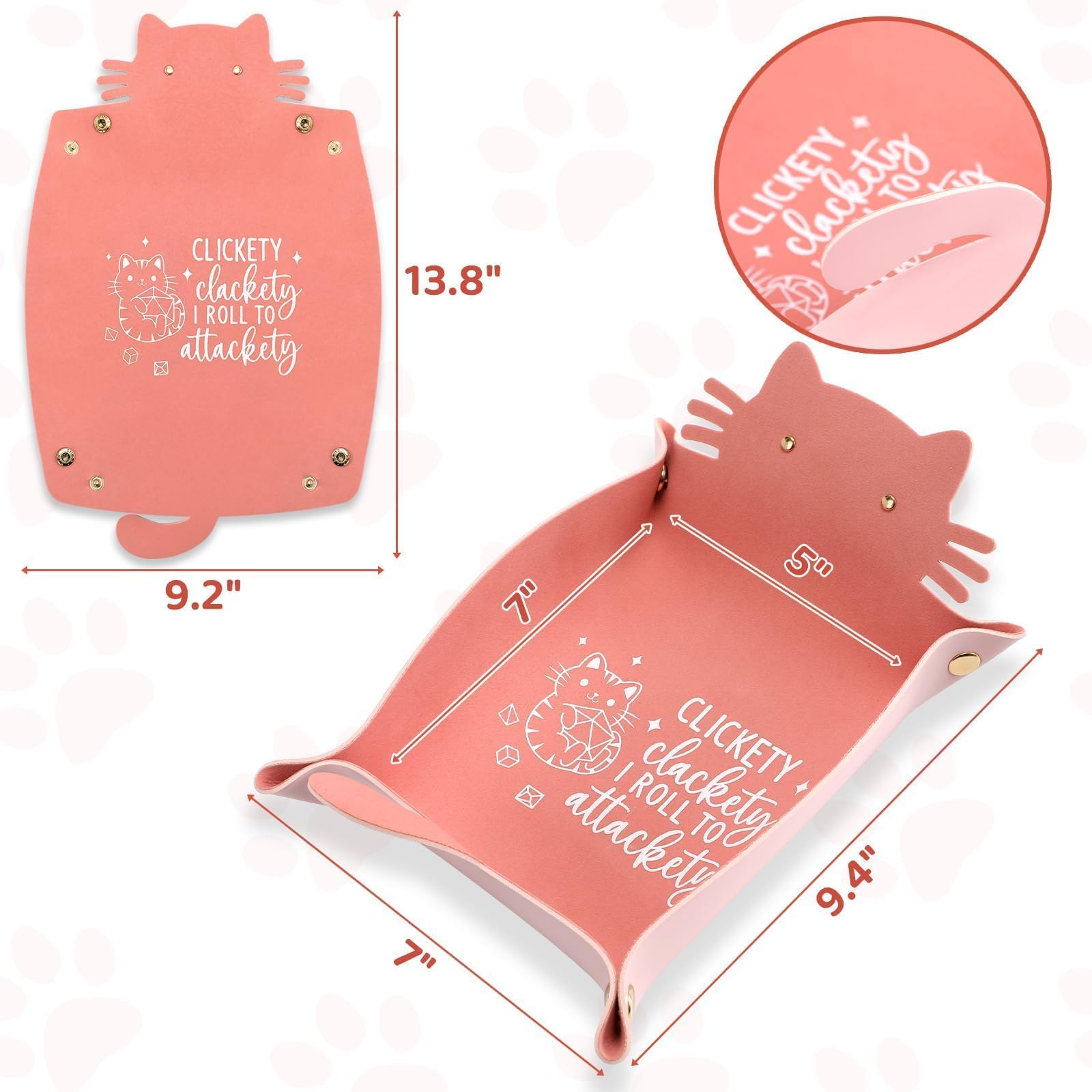 ICoDeesse-portable-dice-tray-folding-pinkk folds flat for travel convenience.