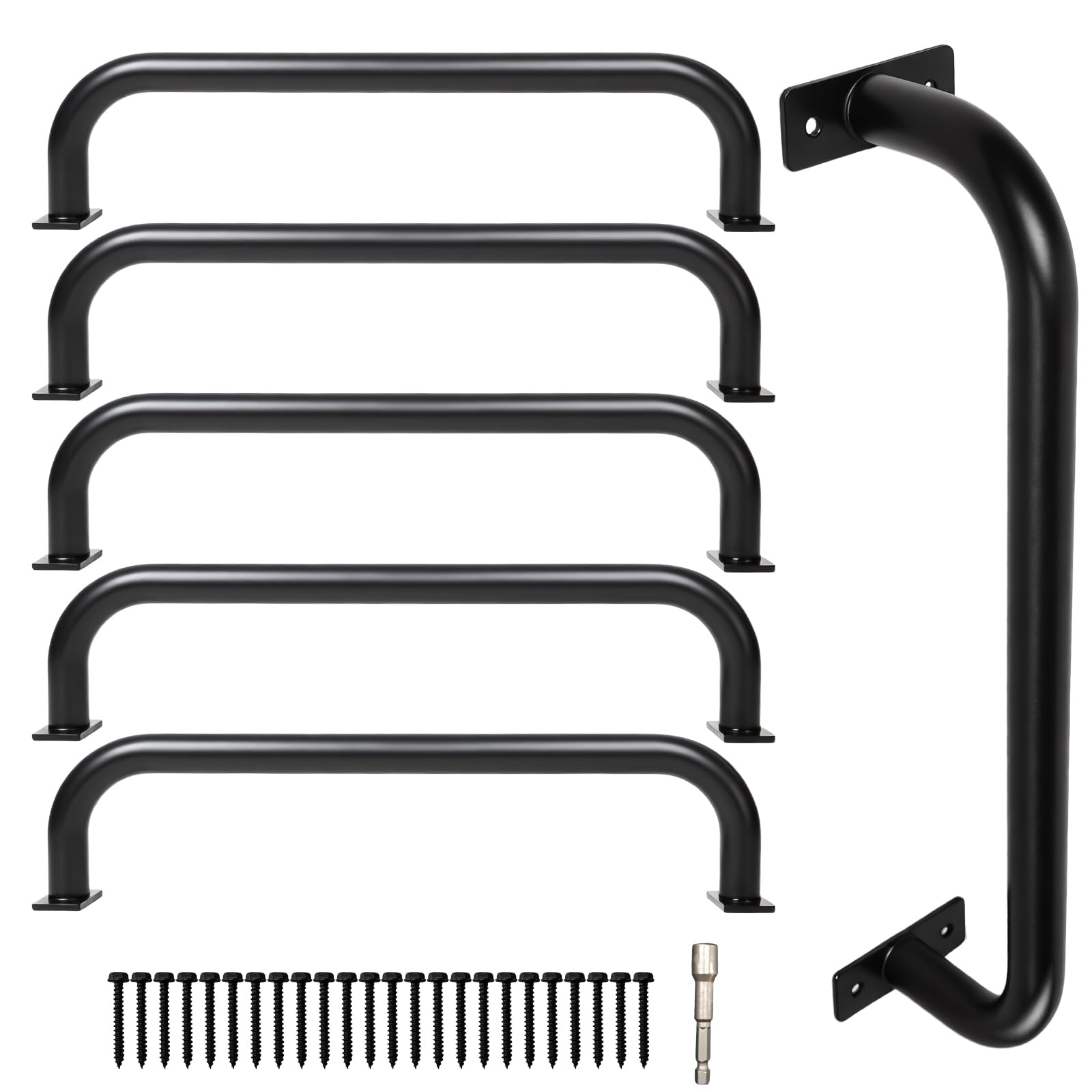 ICokin 6-piece black 17-inch metal playground handles provide secure grip for kids.
