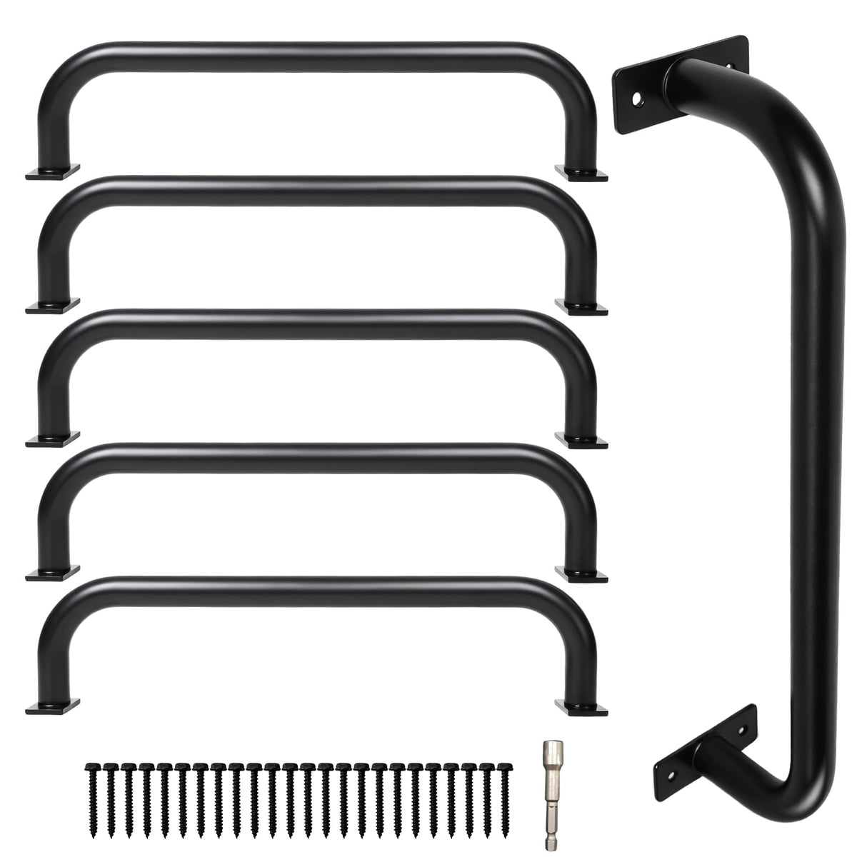 ICokin 6-piece black 17-inch metal playground handles provide secure grip for kids.