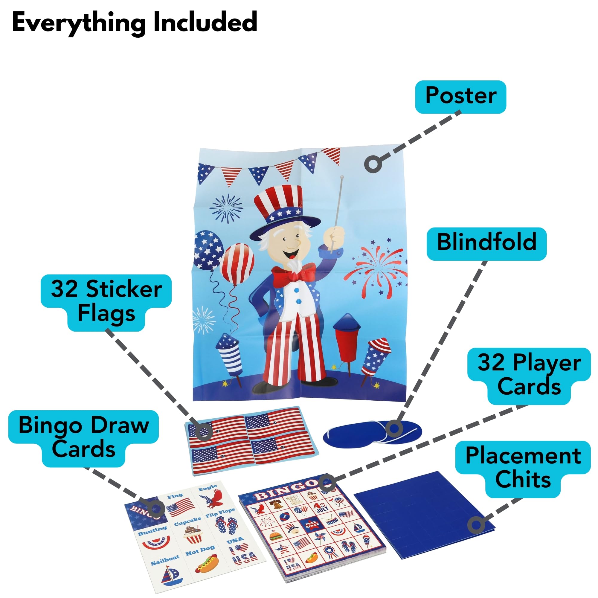 Iconikal 15x18-inch poster for Pin the Flag at patriotic events.
