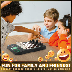 iCore Electronic Chess Set Pro Black 30-level dial showing scalable challenges