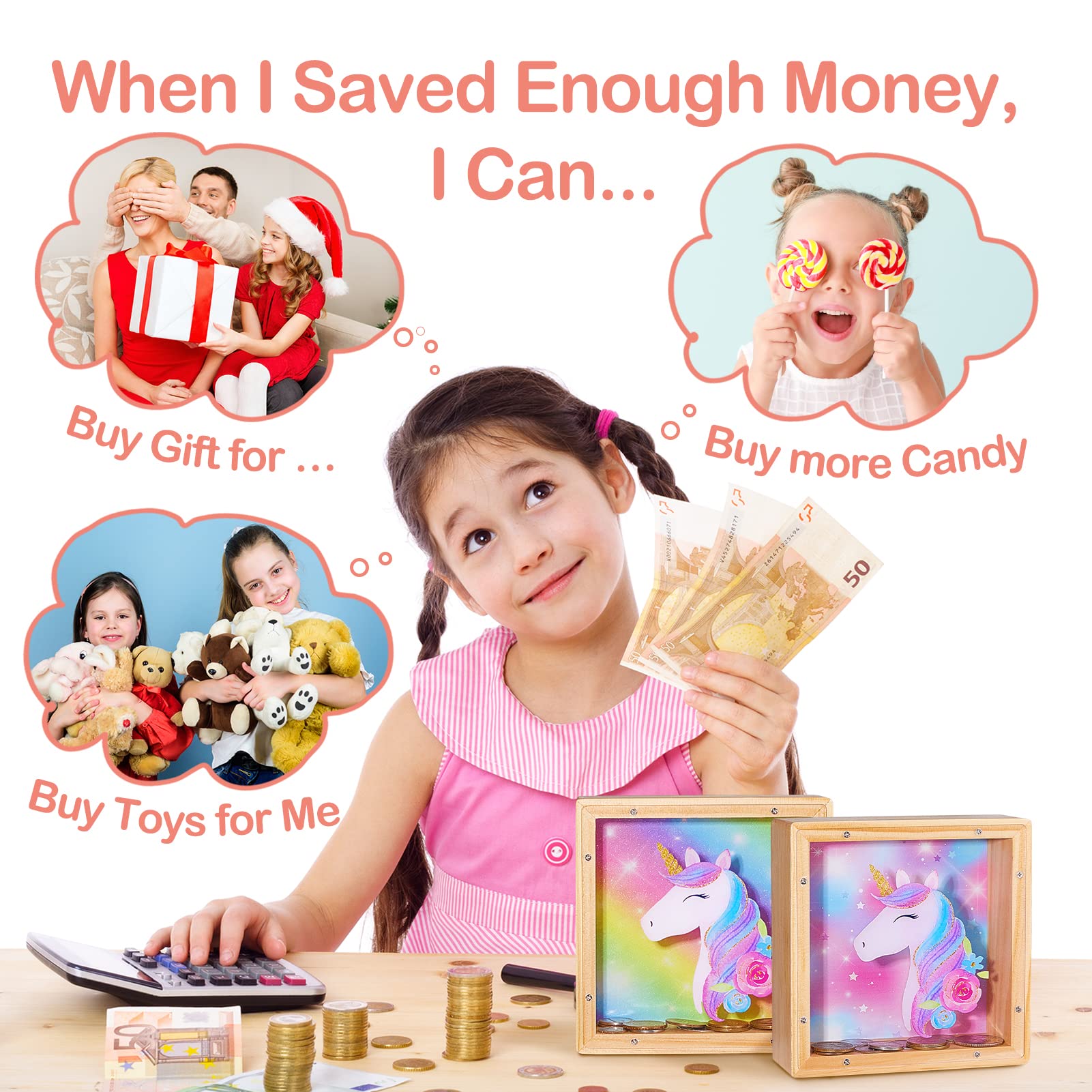 ICOSY clear acrylic panel lets kids watch savings grow