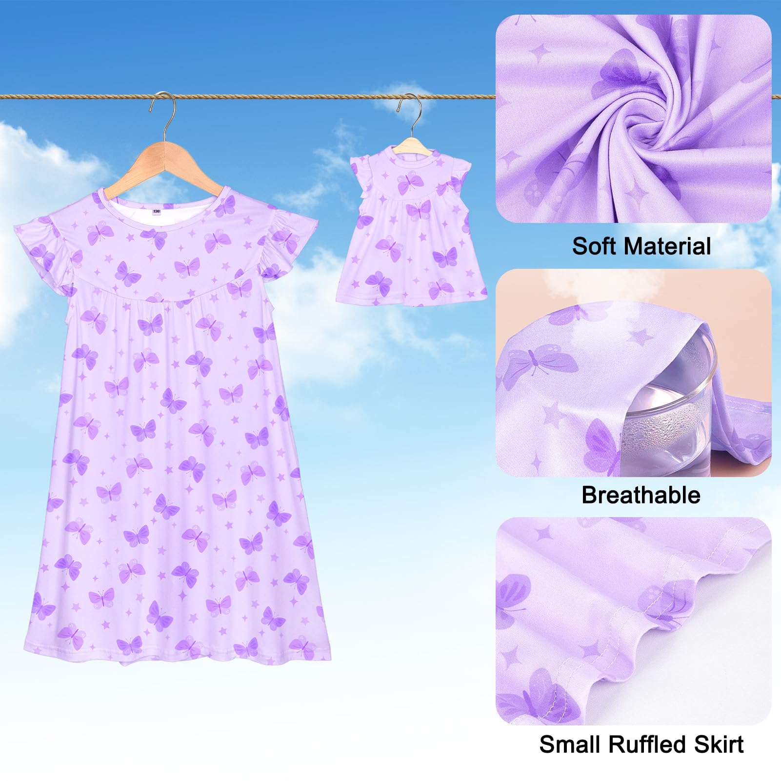 ICOSY sleepwear for dolls and girls with soft fabric for daily wear