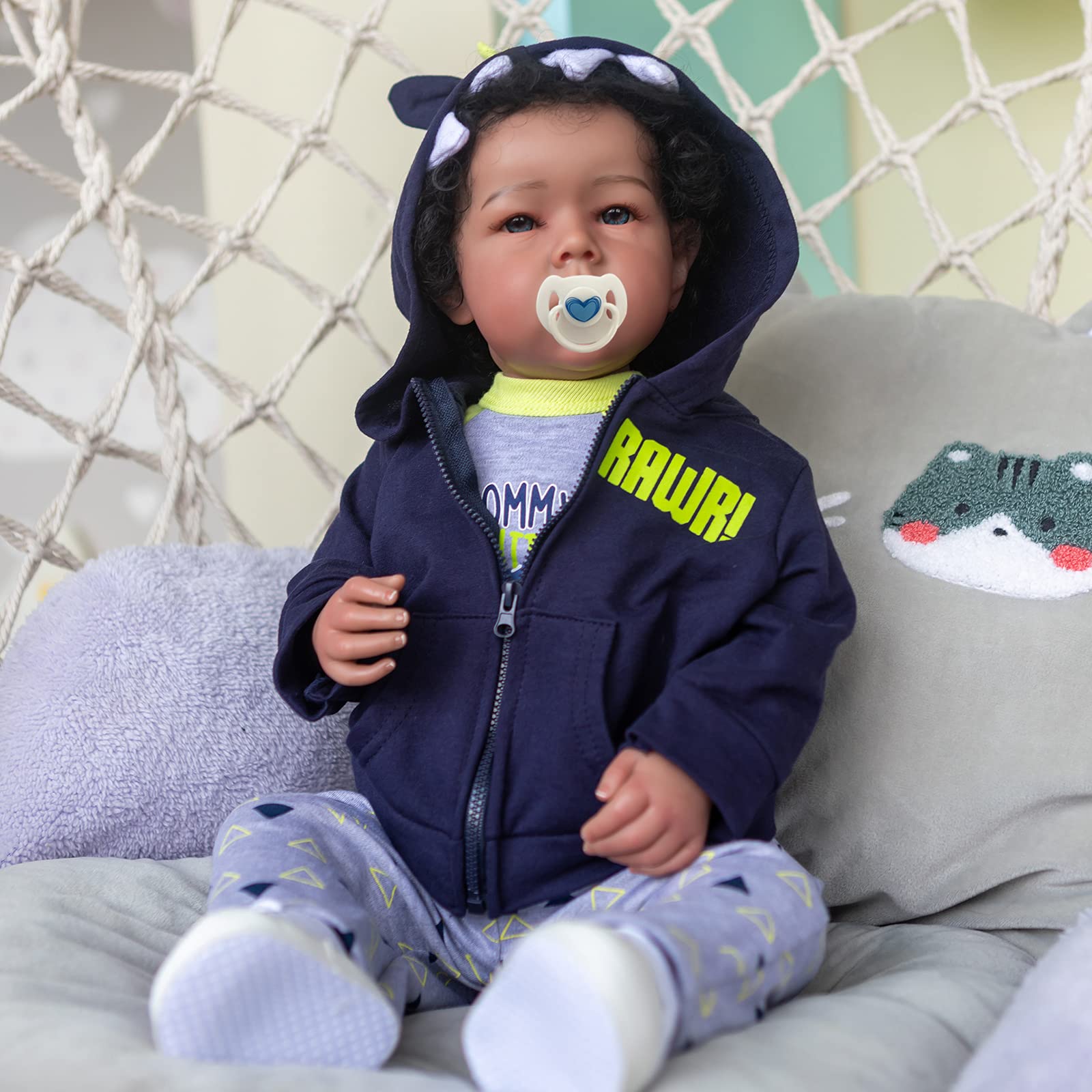 iCradle Reborn Boy Doll eyes and lashes hand-painted for authentic expressiveness