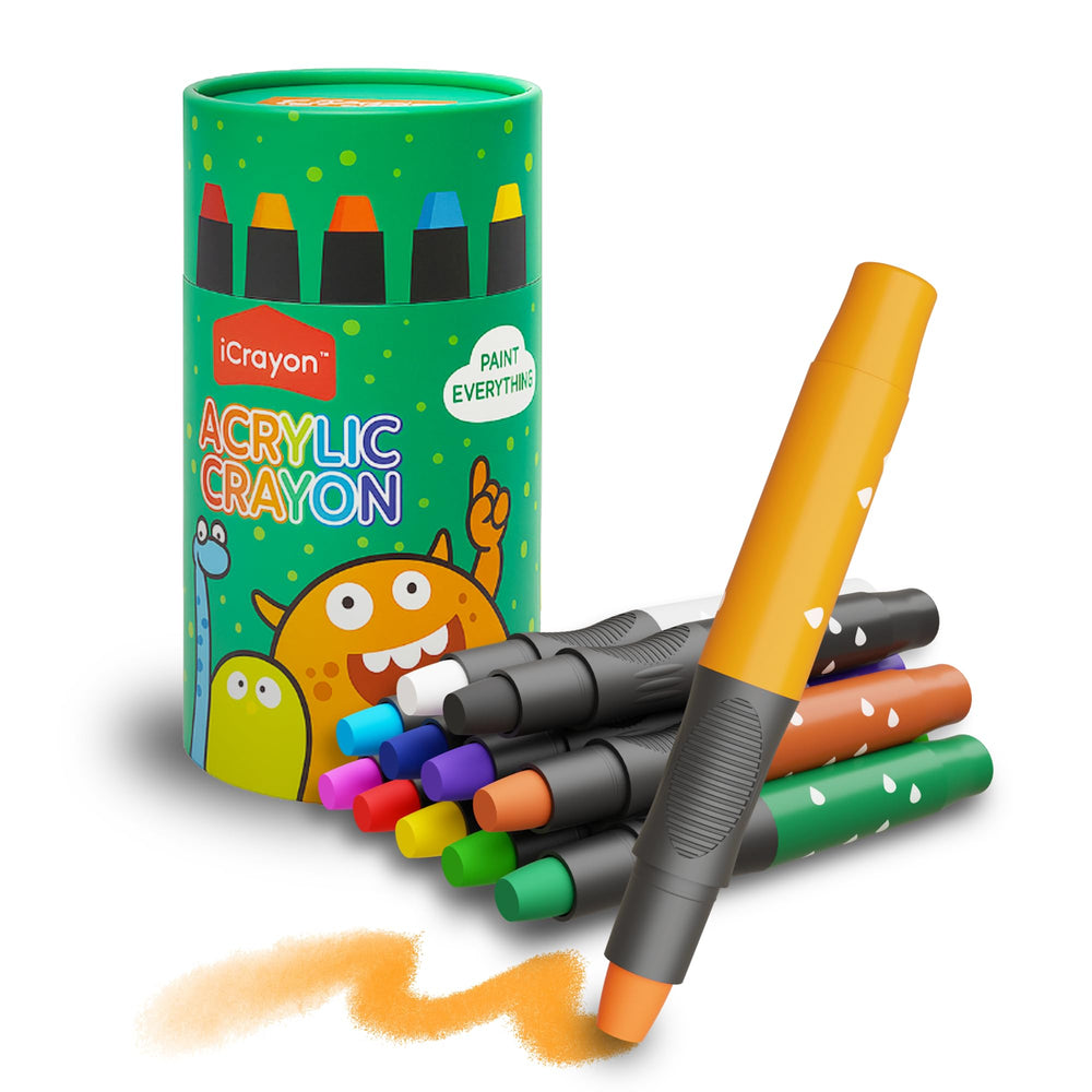iCrayon 12-Colors Twist Crayons on paper, vibrant kid-friendly art