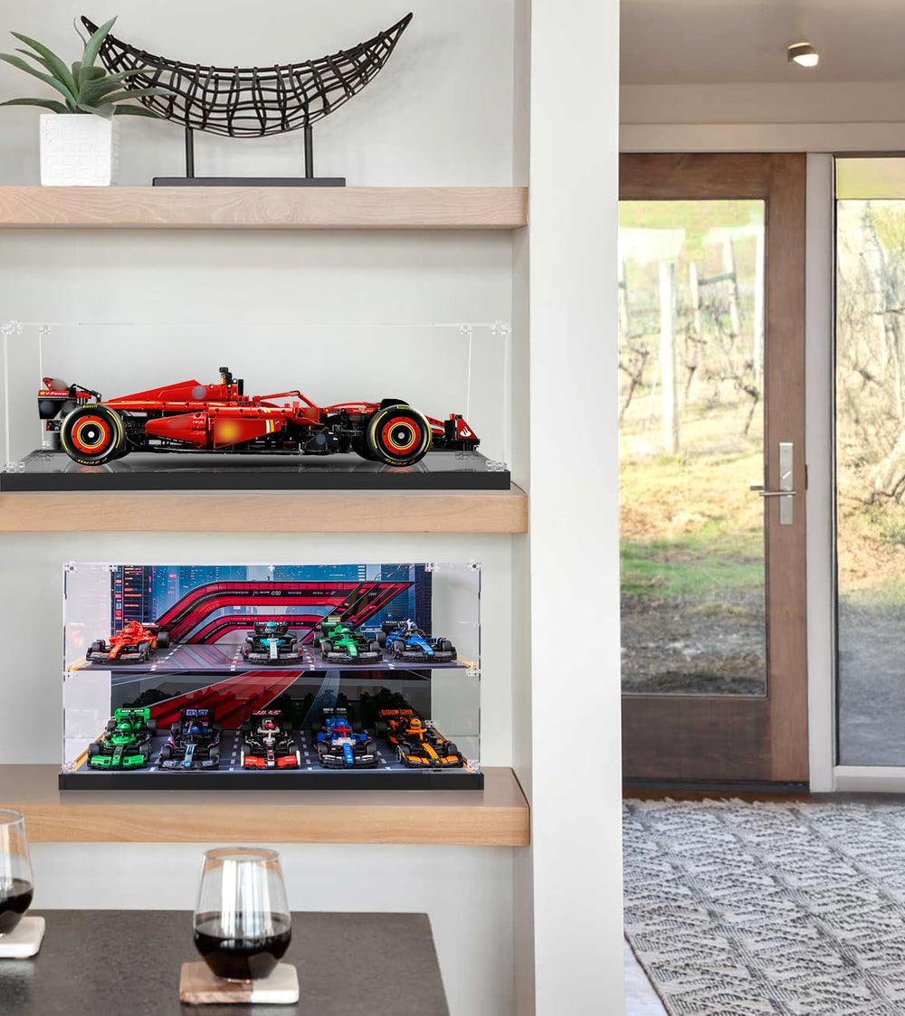 iCUANUTY display case keeps your model safe while you rotate and admire details.