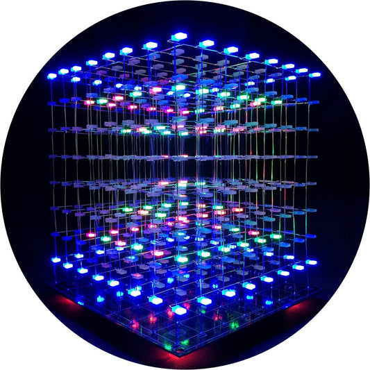 iCubeSmart 3D LED Cube kit top view shows compact, hands-on learning for DIY electronics.
