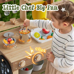 Idea Family mud kitchen stove knobs clicking adds realistic cooking cues for pretend play.