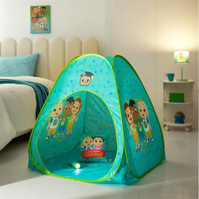 Idea Nuova Cocomelon kids activity inside the tent encourages imaginative play.