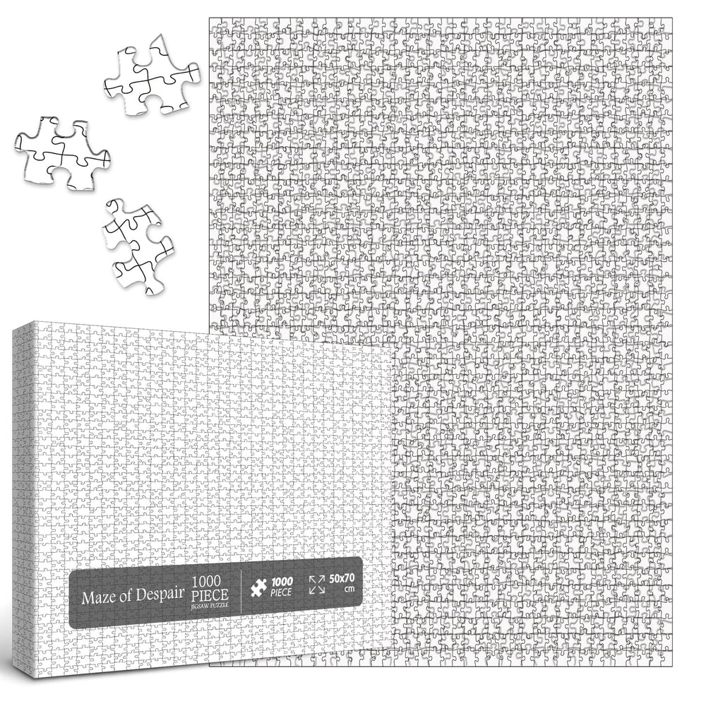 IdeaBazar 1000-piece puzzle with a pristine white maze for focused problem solving.