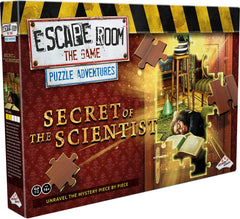 Identity Games Secret of the Scientist board cover, immersive escape-room feel for family game night.
