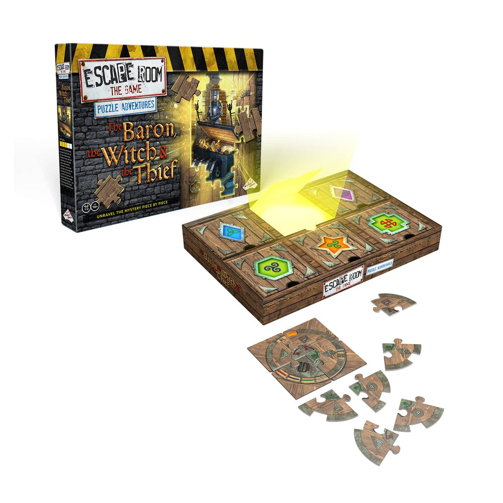 Identity Games witch room puzzle ingredients set mood for mystery play.