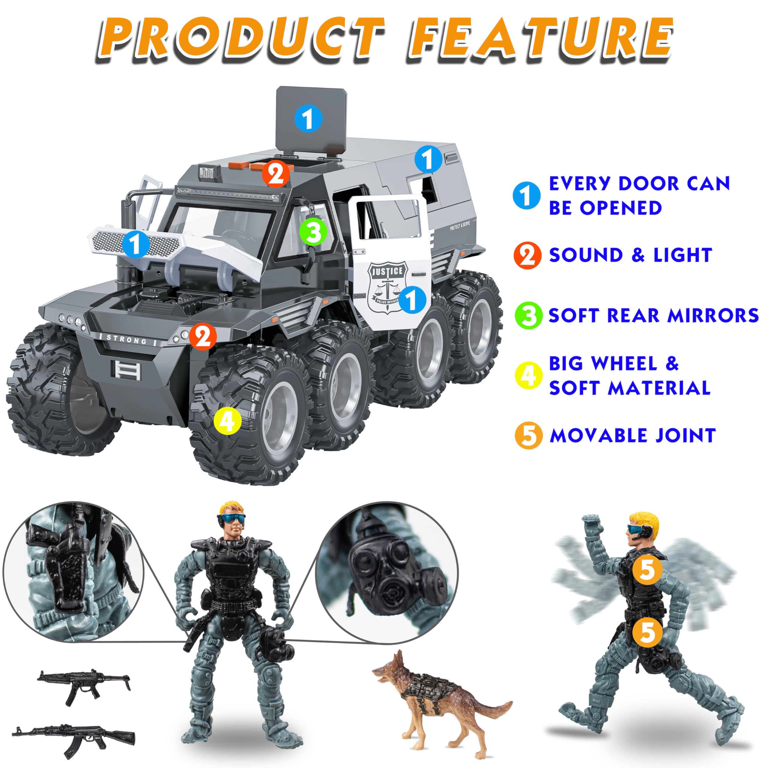 idiy military policeman figure with movable joints for action poses