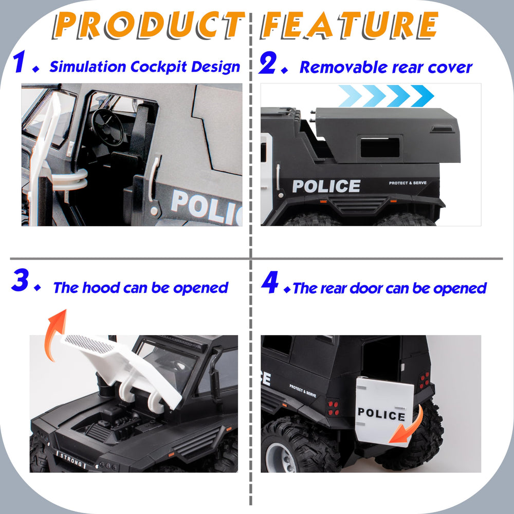 idiy police car toy buttons trigger realistic sounds and lights