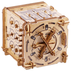 iDventure Cluebox Cambridge Labyrinth front view, a stylish wooden escape puzzle for shared challenge.