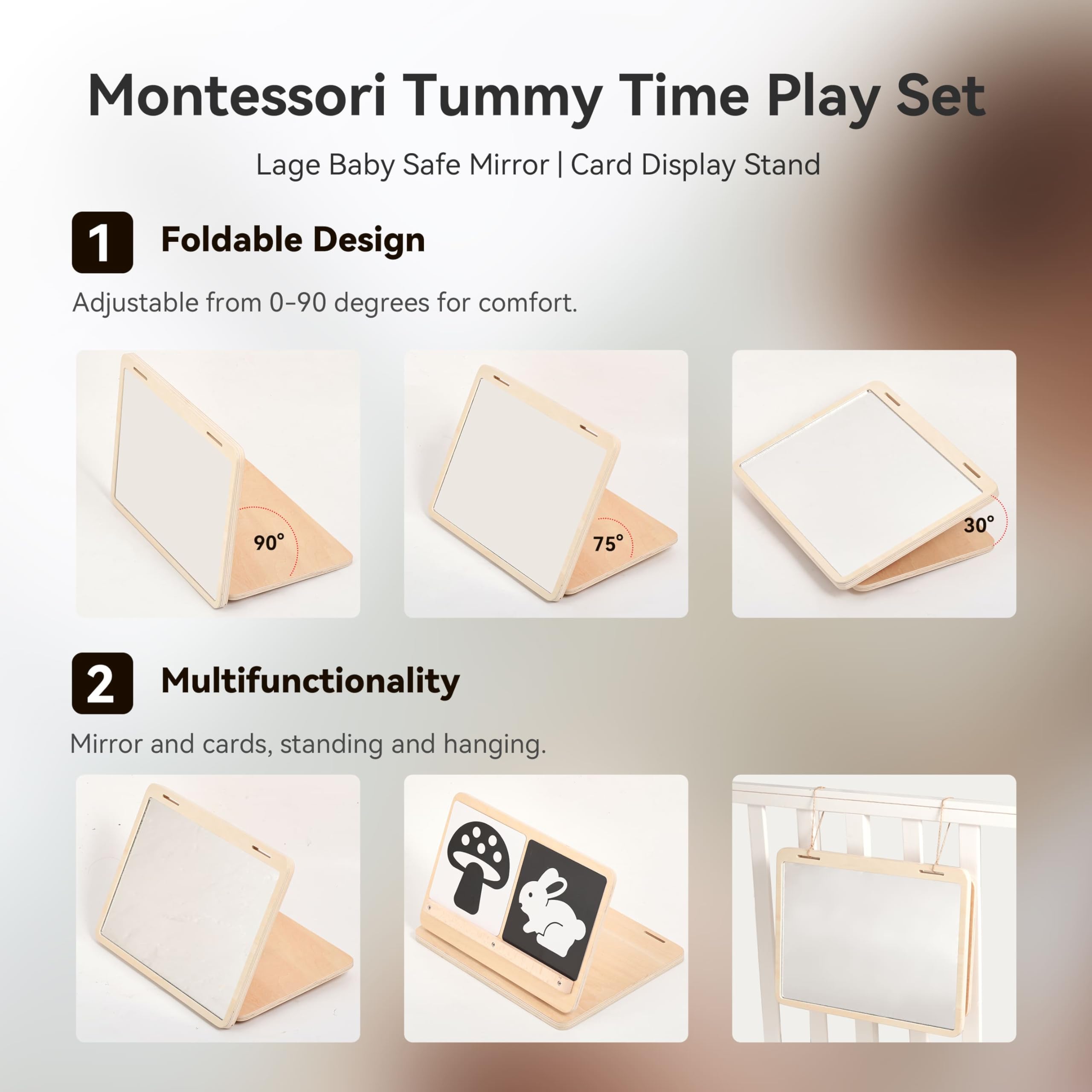 IEATFO tummy time play set 20 high-contrast cards to stimulate developing vision