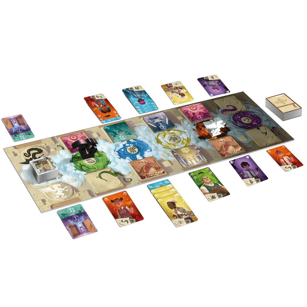 IELLO Clash of Magic Schools element symbols show water, fire, earth, and air.