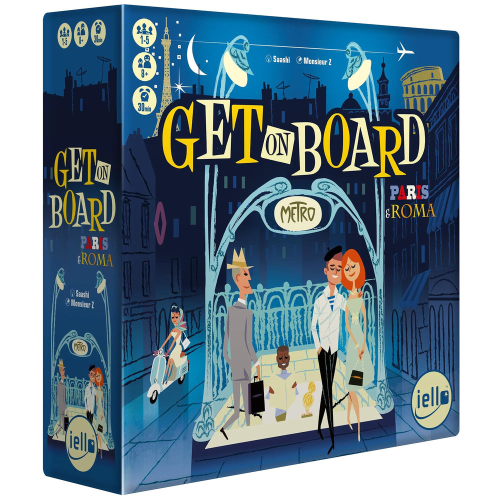 IELLO Get On Board Paris and Rome cover art with night city lights suggesting strategic play