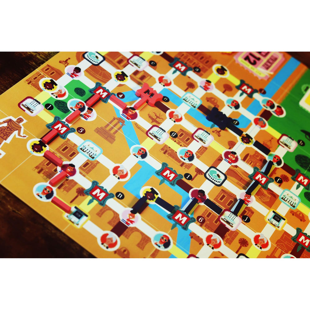 IELLO Get On Board Paris and Rome game pieces arranged for setup