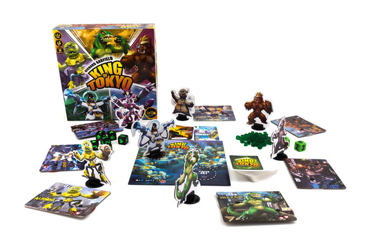 IELLO King of Tokyo dice action close-up for fast-paced battles.