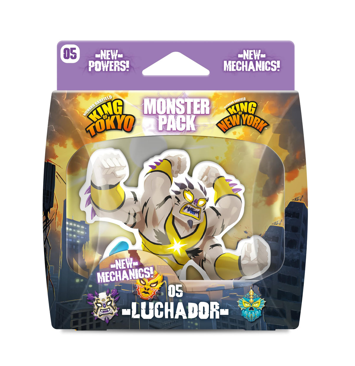 IELLO King of Tokyo Luchador foil board for immersive battles
