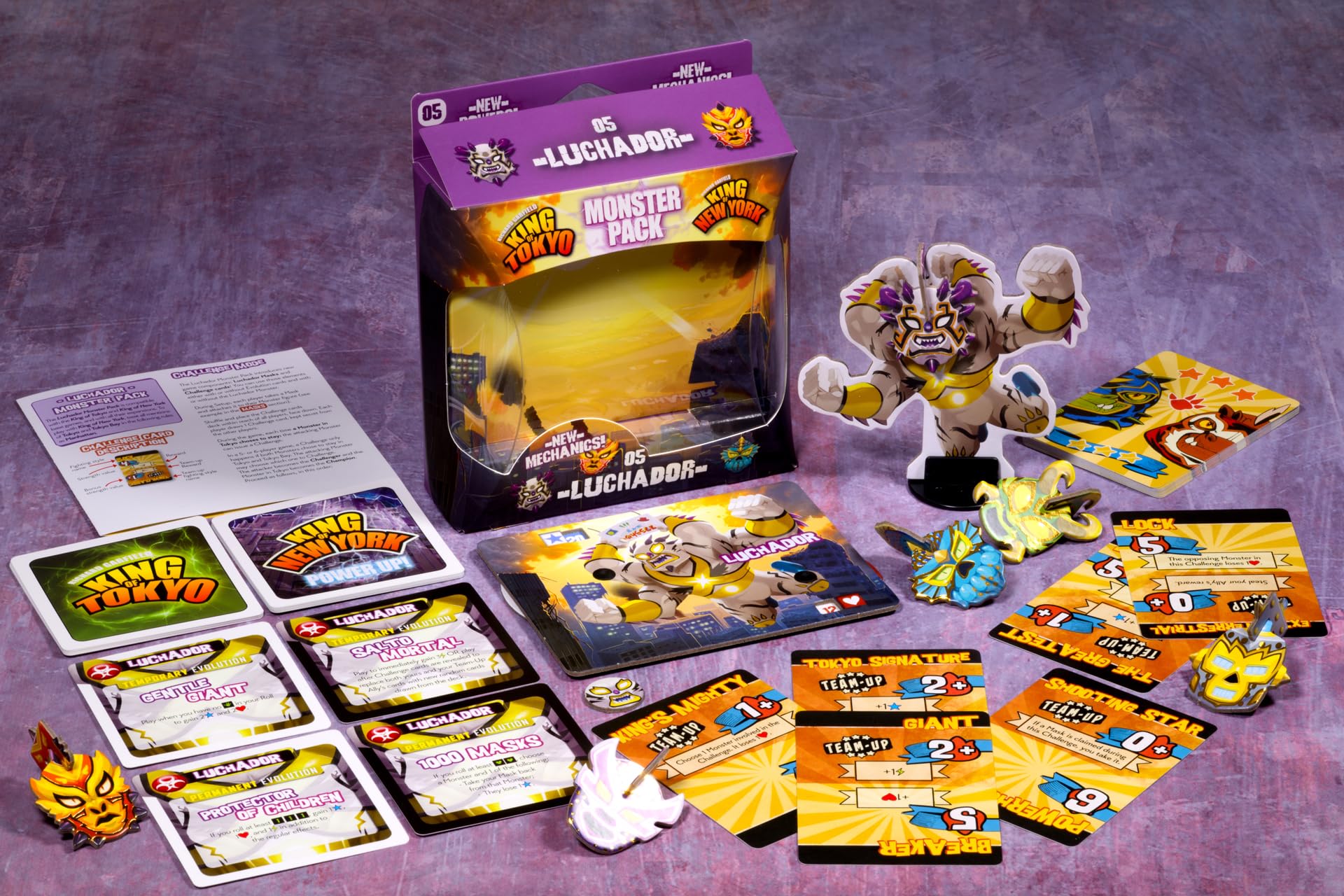 IELLO King of Tokyo Luchador foil masks add flair and quick status cues