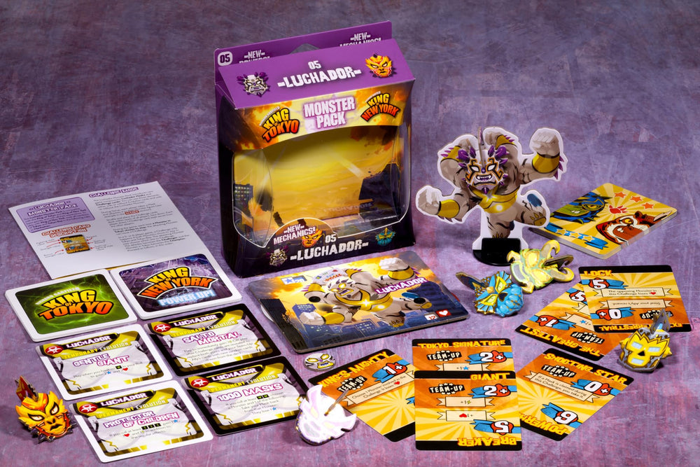 IELLO King of Tokyo Luchador foil masks add flair and quick status cues