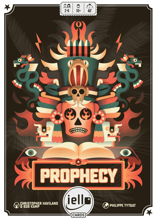 IELLO Prophecy trick-taking game setup for strategic play with friends and family.
