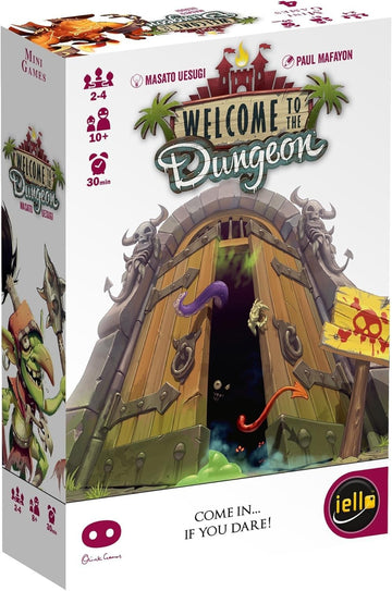 IELLO Welcome to the Dungeon components highlight compact, portable pieces ideal for travel games.