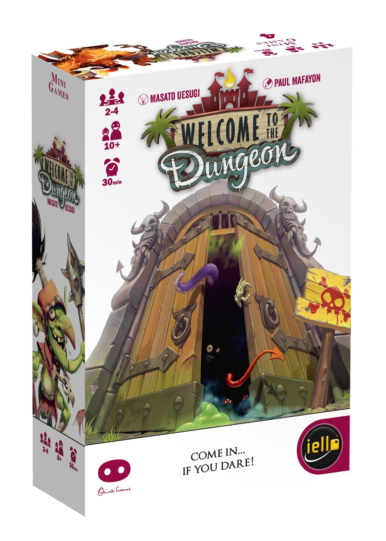 IELLO Welcome to the Dungeon cover art showcases bold dungeon vibes and quick-start appeal.