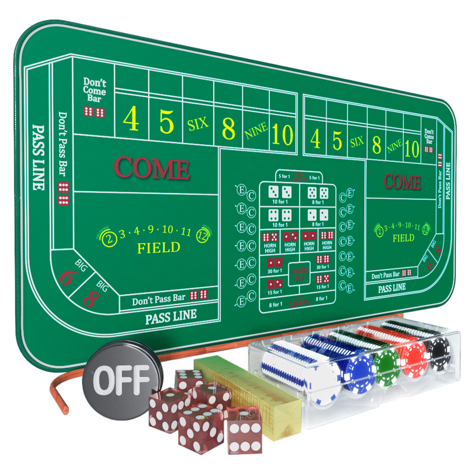 iEsstros craps table top green mat 70x35 inches, ample space for multiple players.