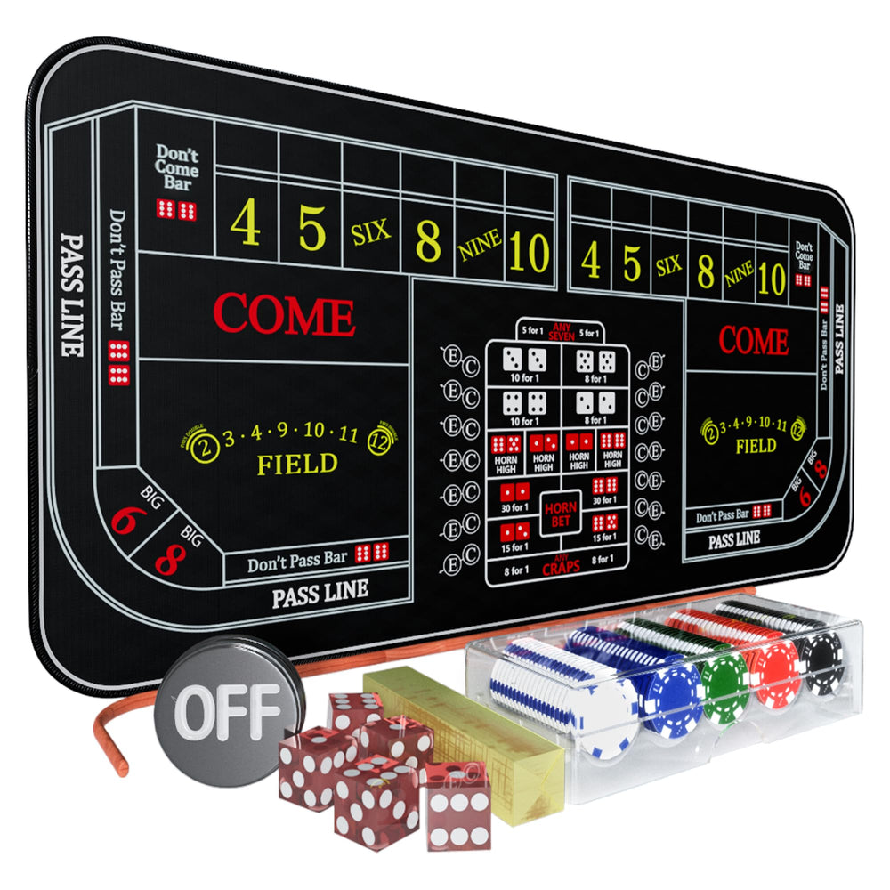 iesstros craps table top mat 70x35 provides a spacious play area for multiple players.
