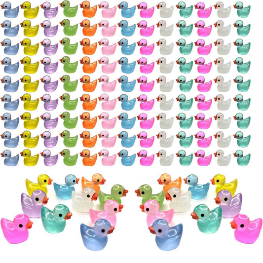 IEUHDKWL mini resin ducks glow in the dark with vibrant colors for night-time displays