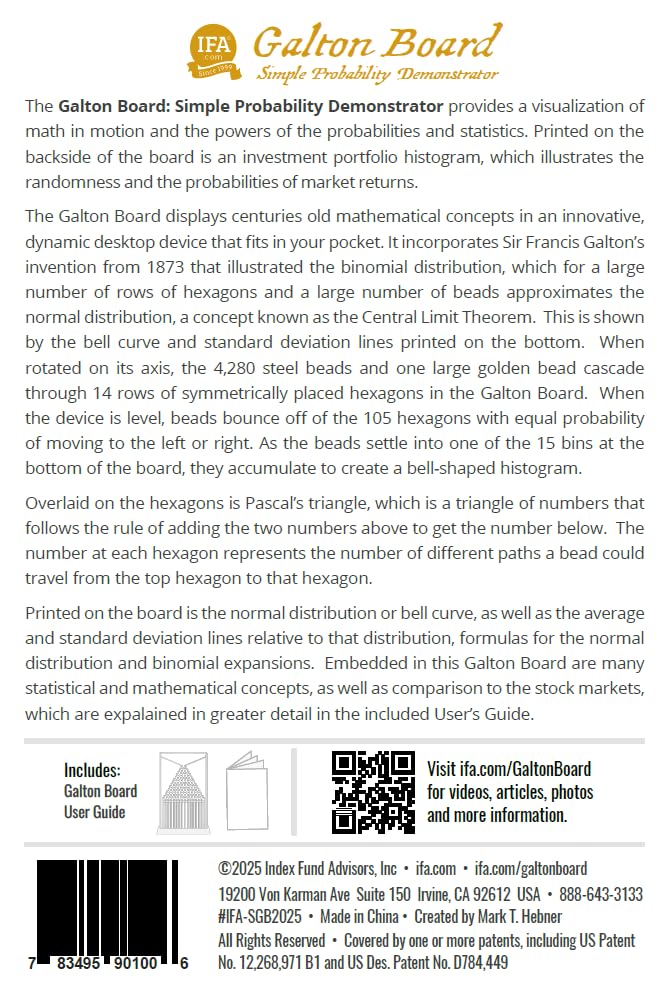 IFA Galton Board Simple Edition user guide available on galtonboard.com for setup and learning
