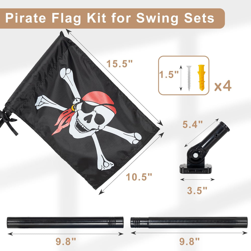 ifeolo pirate flag swing-set back view showing durable print for visibility