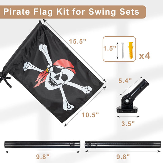 ifeolo pirate flag swing-set back view showing durable print for visibility