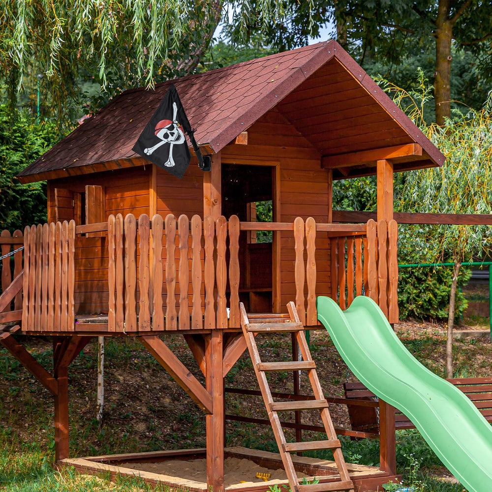 ifeolo wind-swaying pirate flag in yard breeze for playful ambiance