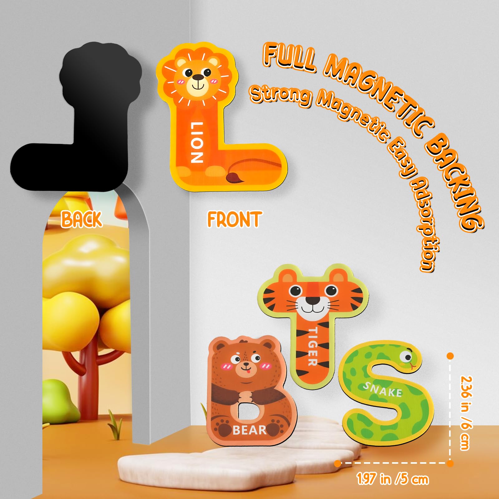 IFIYOOY colorfully printed ABC magnets on fridge support screen-free learning.