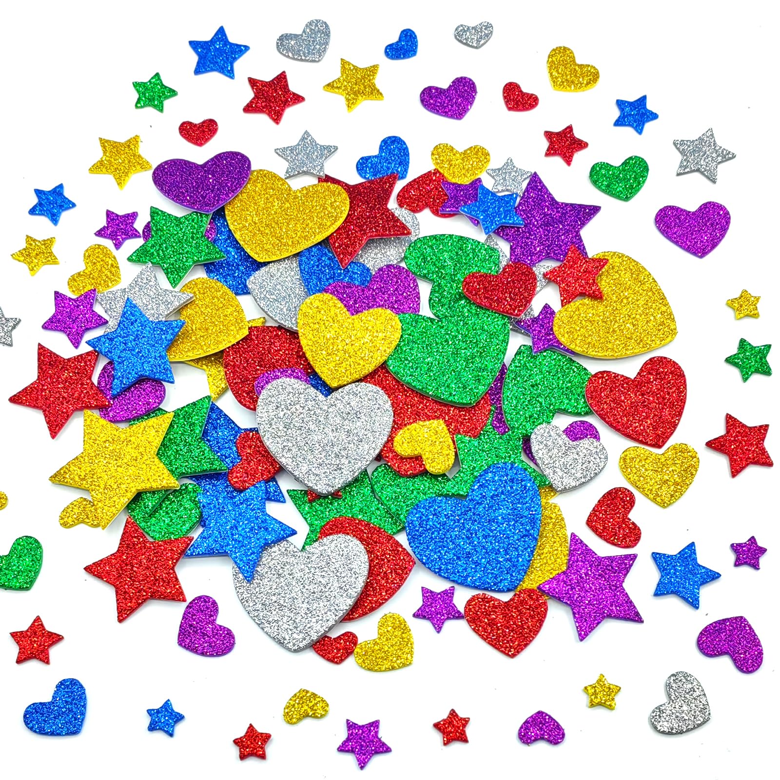 IFKEGON 342pcs heart and star foam stickers for crafts, colorful and easy to apply.