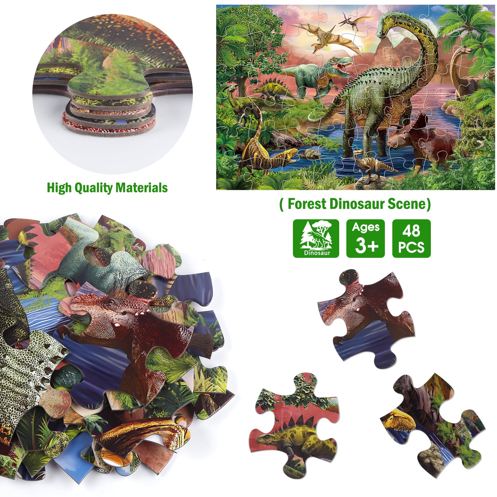 IFLOVE 48-piece puzzle pieces provide easy grip for tiny hands during play