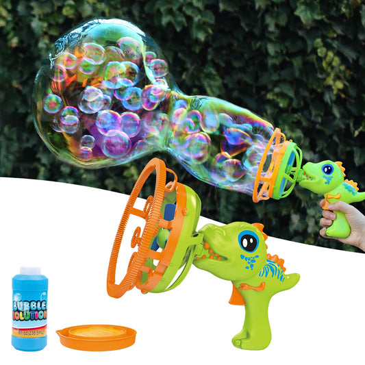 IFLOVE bubble gun dino green front view for safe, kid-friendly outdoor play