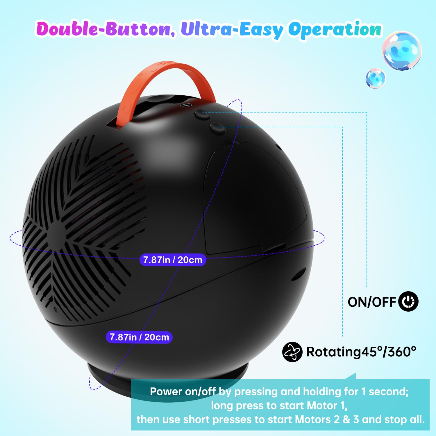 IFLOVE bubble machine features LED RGB lights to boost ambience.